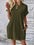 New solid color round neck loose short sleeve pocket dress