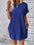 New solid color round neck loose short sleeve pocket dress