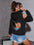 ICON Heart Cut Out Back Rhinestone Detail Drawstring Hoodie