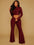 SXY Shimmer Long Sleeve Top And Flared Pants Set